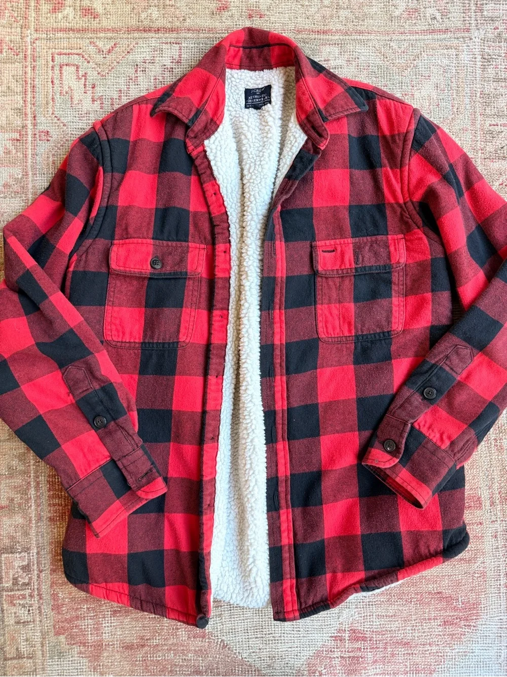J. Crew fishermen buffalo plaid Sherpa shirt jacket
